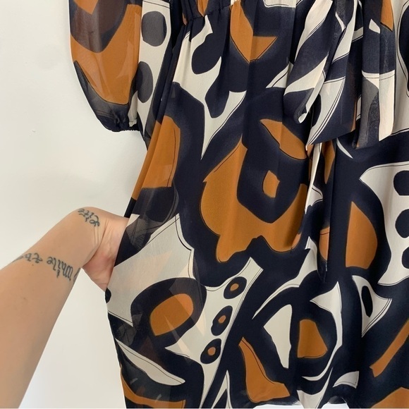 Eliza J Geometric Print Tie Waist Dress Size 6 Petite - Picture 5 of 16